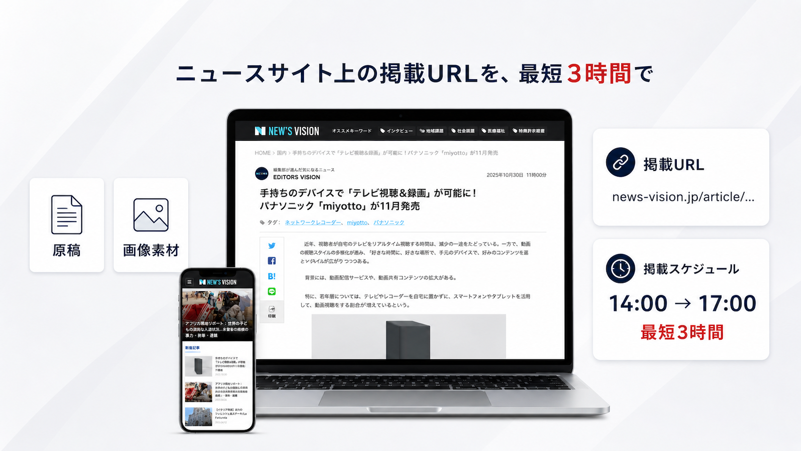 NEW'S VISION PRエクスプレス 3時間掲載相談のイメージ